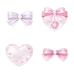 Spring Jewel Heart & Ribbon Emoji