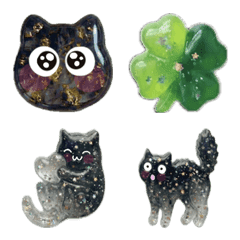 Black cat sticker stamp