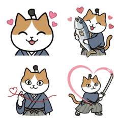 Topknot Cat Samurai Emoji Collection