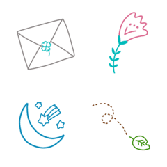 line drawing emoji of forest friends
