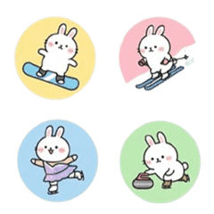 赤ちゃんうさぎまるちょ冬スポーツ