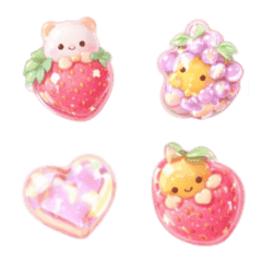 pink cute sticker Cherry Rabbit fruits