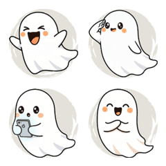 Cute ghosts are appearing (beige)