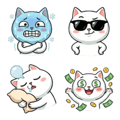 Weird little white cat emoji sticker