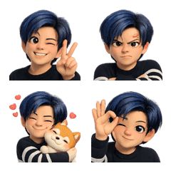 藍髮活力少女表情貼