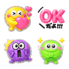 ぷくぷくシール風♡ カラフルモンスター