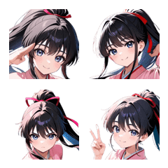 cute Japanese-style girl emoji set