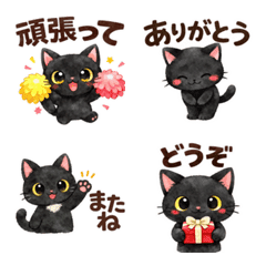かわいい黒猫の日常絵文字♡