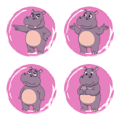 ぽっちゃりカバが動き出します（ピンク）