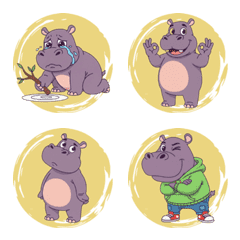 ぽっちゃりカバが動き出します（黄色）