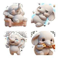 놀라서 코가 길어진 통통한 코끼리