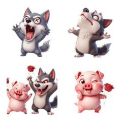 The Big Wolf and the Pink Pig Say Hi