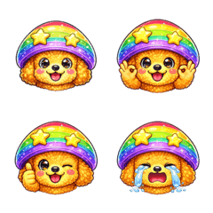 Rainbow Hat Toy Poodle Emoji