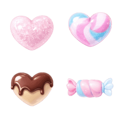 Sweet Candy Hearts Dessert Style Emojis