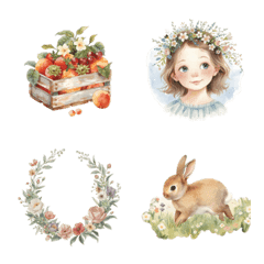 Storybook-style spring watercolor