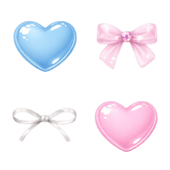 Colorful Jelly Hearts Ribbons Emojis