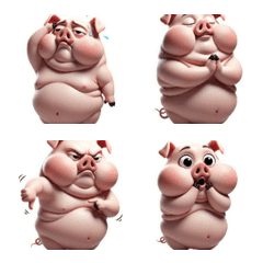 สติกเกอร์หมูสีชมพูสุดช็อก