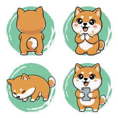 元気いっぱいの柴犬（緑）