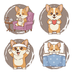 コーギーの喜びの反応（ブラウン）