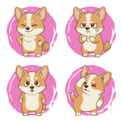 コーギーの喜びの反応（ピンク）