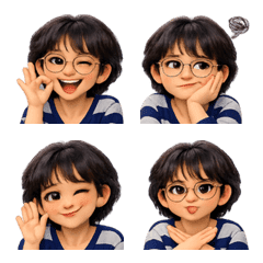 Big Eyes Short Hair Stickers