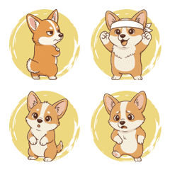 くねくねと動き回るコーギー（黄色）