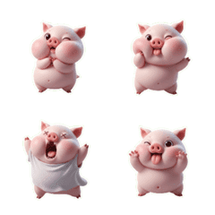 지쳐서 움직이기 싫은 분홍 돼지