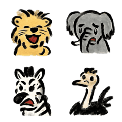Sumie-style emoji of imaginary animals