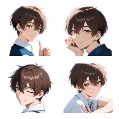 A cool and handsome school boy emoji set