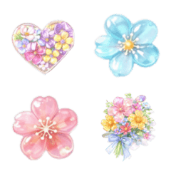 【ミニチュア】お花のぷっくりシール風