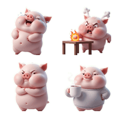 元気いっぱい！ピンクのぶたさんおはよう