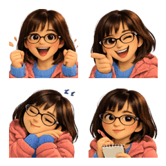 眼鏡短髮暖心表情貼