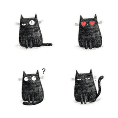 疑り深い炭画の黒猫