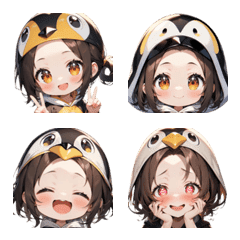 Cute Penguin Girl Emojis
