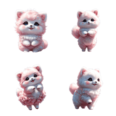 A fluffy pink puppy emoji set