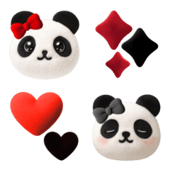 Plush Panda Emojis (Red & Black)