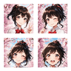 桜が似合う春ガールの絵文字セッ