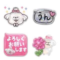 白モフ♡犬さん・ぷっくりシール風