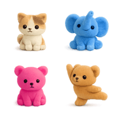 Cute and relaxed flocked animals