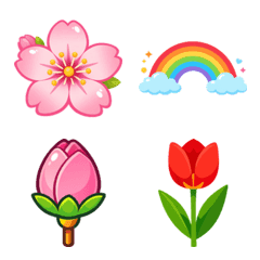Spring Flowers & Rainbow Emoji Set