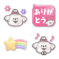 動く！白モフ犬さん・ぷっくりシール