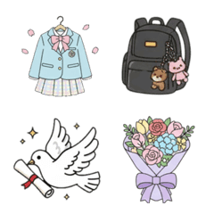 日本學生生活與櫻花可愛表情貼