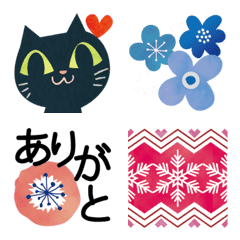 黒猫絵文字　北欧風 1