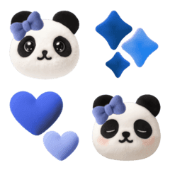 ぬいぐるみパンダとハートの絵文字（青）