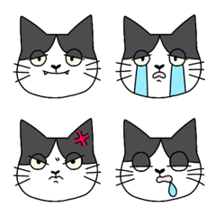 ねむいねこの絵文字(ハチワレ)