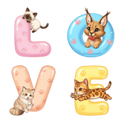 Cute Cat Alphabet A-Z and Symbols