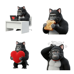 Gorilla in a black cat costume