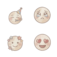 Cute Muted Watercolor Face Emojis