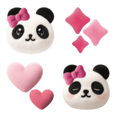 인형 판다와 하트 이모지 (핑크)