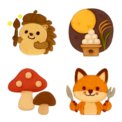 Autumn Fall warm cute embroidery emoji